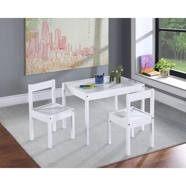 Kd Muebles De Comedor Della 3 Piece Solid Wood Kids Table & Chair Set, White - KD3534027