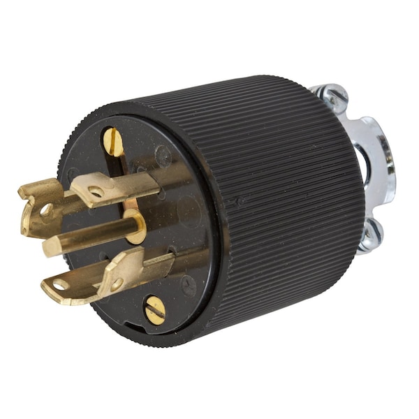 Dispositivos de bloqueo de Hubbell Wiring Device-Kellems, Twist-Lock®, VariLoad, Clavija macho, 30A 250V DC/600V AC, 4-Polos 5-Cables con conexión a tierra, No-NEMA, Terminal de tornillo, Negro, Pin central único - HBL45115
