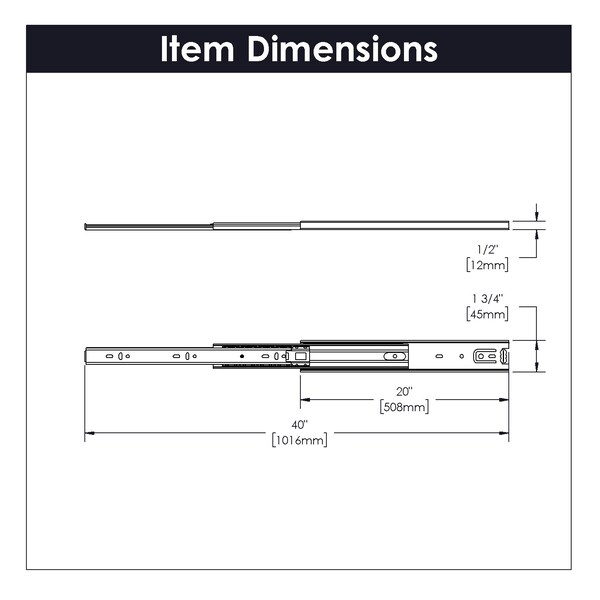 Hickory Hardware Ball Bearing Full Ext 20 Inch, 2PK - P1050/20-2C