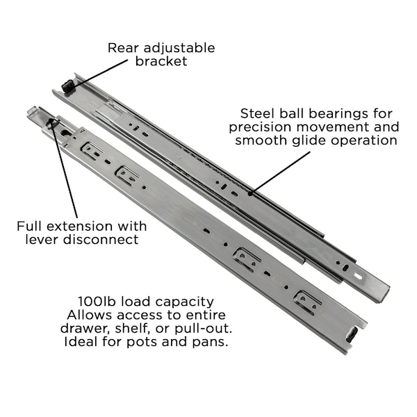 Hickory Hardware Ball Bearing Full Ext 20 Inch, 2PK - P1050/20-2C