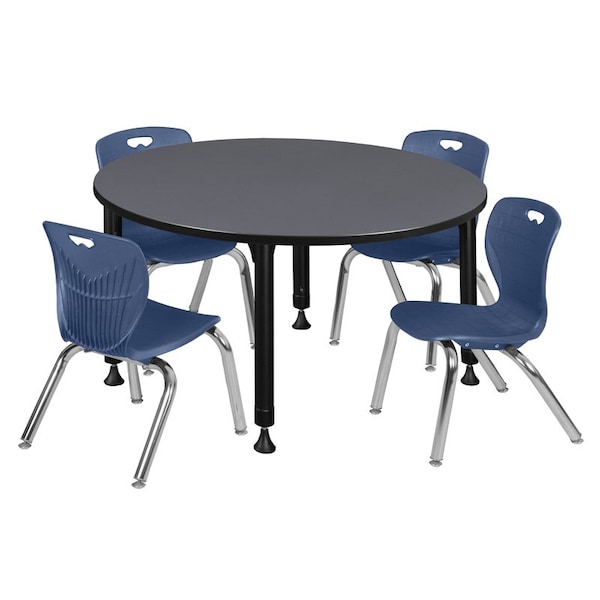 Regency Tables > Height Adjustable > Round Table & Chair Sets, 48 W, 48 L, 23-34 H, Grey - TB48RNDGYAPBK45NV