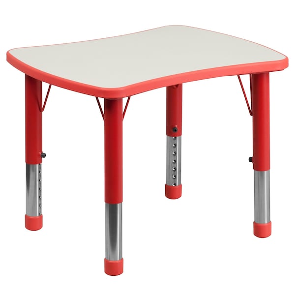 Flash Furniture Rectangle Activity Table, 21.875 W, 26.625 L, 23.5 H, Plastic, Steel, Red - YU-YCY-098-RECT-TBL-RED-GG