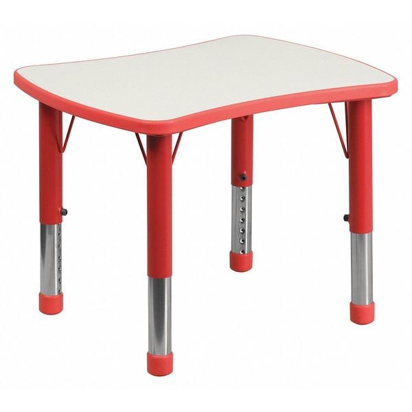 Flash Furniture Rectangle Activity Table, 21.875 W, 26.625 L, 23.5 H, Plastic, Steel, Red - YU-YCY-098-RECT-TBL-RED-GG