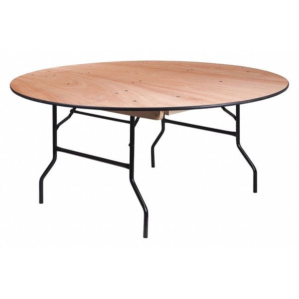 Flash Furniture Round Folding Table, 66" W, 66" L, 30" H, Wood Top, Wood Grain - YT-WRFT66-TBL-GG