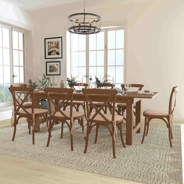 Flash Furniture Rectangle Antique Farm Table, 40" W, 96" L, 30" H, Wood Top, Wood Grain - XA-FARM-12-GG