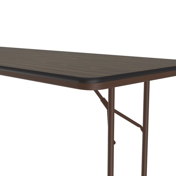 Correll Rectangle Commerical Folding Utility Table, 24" W, 60" L, 29" H, Melamine Laminate Top, Walnut - CF2460M-01