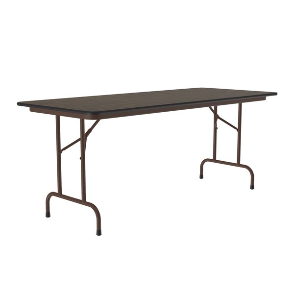 Correll Rectangle Commerical Folding Utility Table, 24" W, 60" L, 29" H, Melamine Laminate Top, Walnut - CF2460M-01