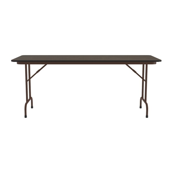 Correll Rectangle Commerical Folding Utility Table, 24" W, 60" L, 29" H, Melamine Laminate Top, Walnut - CF2460M-01