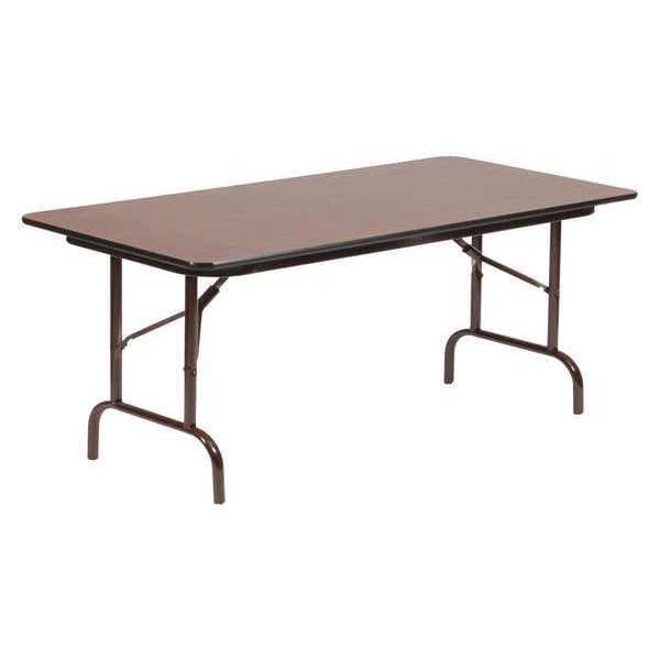 Correll Rectangle Commerical Folding Utility Table, 24" W, 60" L, 29" H, Melamine Laminate Top, Walnut - CF2460M-01