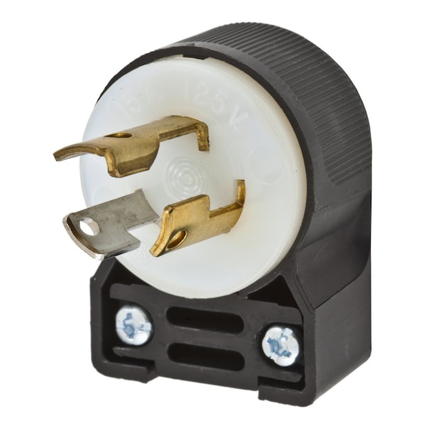 Dispositivos de bloqueo de Hubbell Wiring Device-Kellems, Twist-Lock®, Industrial, Macho, 15A 125V, 2 Polos 3 Hilos a Tierra, L5-15P, Terminal de Tornillo, Negro y Blanco, Angulado, - HBL4720CA.