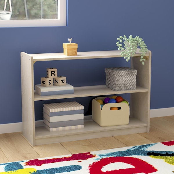 Flash Furniture Bright Beginnings Commercial Extra W 2 Shelf Wooden Classroom Open Storage Unit, Natural - MK-ME088030-GG