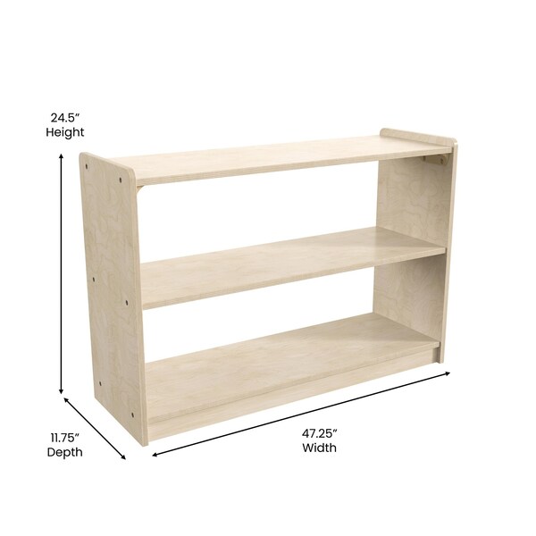 Flash Furniture Bright Beginnings Commercial Extra W 2 Shelf Wooden Classroom Open Storage Unit, Natural - MK-ME088030-GG