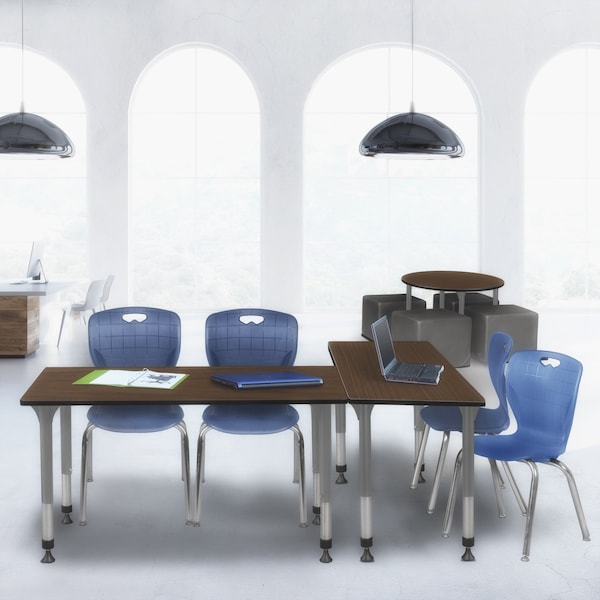 Regency Kee Adjustable Classroom Table W/ 2 Andy Stack Chairs, 48 in W, 30 in L, Neo Walnut - MT4830NWAPGY40NV