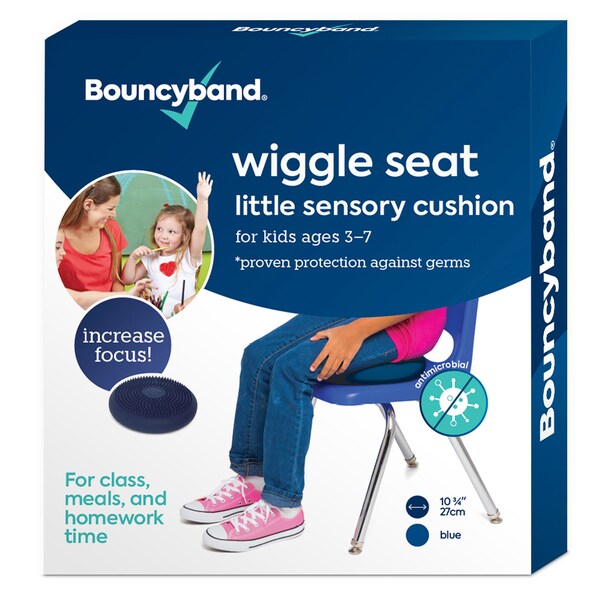 Bouncybands Antimicrobial Little Wiggle Seat Sensory Cushion, Blue 10.75in. - MB27BUWS