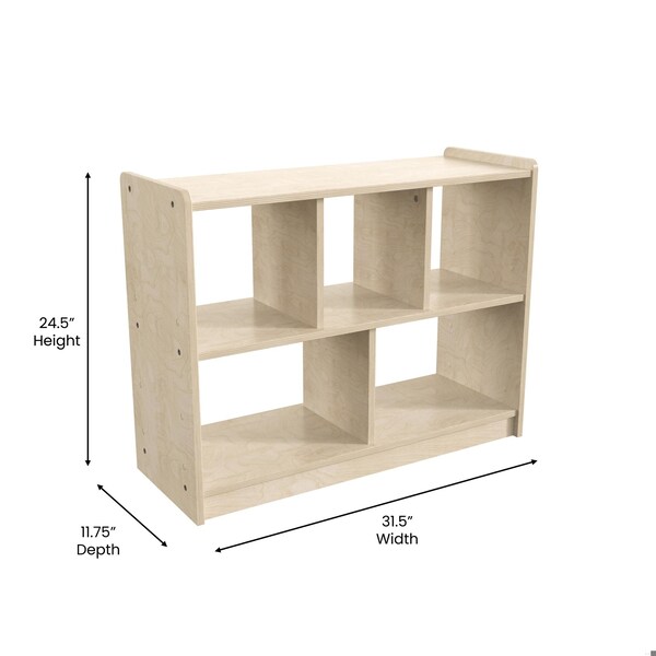 Flash Furniture Bright Beginnings Commercial Grade 5 Section Modular Wooden Classroom Open Storage Unit, Safe, Kid Friendly Design, Natural - MK-KE23940-GG