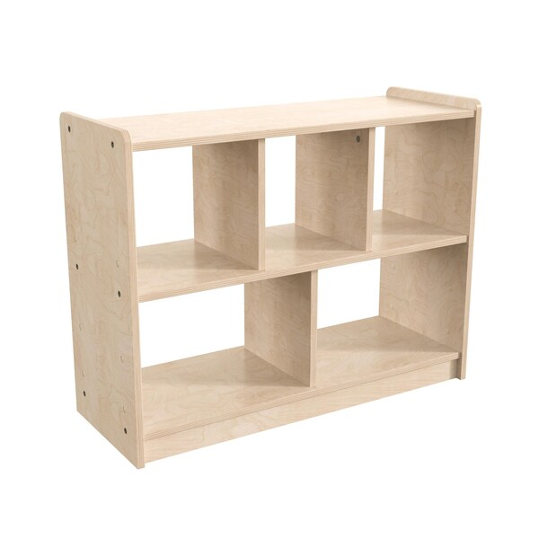 Flash Furniture Bright Beginnings Commercial Grade 5 Section Modular Wooden Classroom Open Storage Unit, Safe, Kid Friendly Design, Natural - MK-KE23940-GG