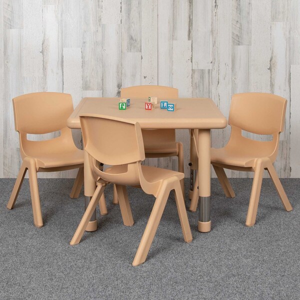 Flash Furniture Square 24 W, 24 L, 23.75 H, Plastic, Steel, Brown - YU-YCX-0023-2-SQR-TBL-NAT-E-GG