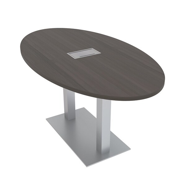 Skutchi Designs 33.5 in W, 59.5 in L, 29 in H, Engineered Wood Top, Brown - HAR-OVL-34X60-DOU-ELEC-XD1025