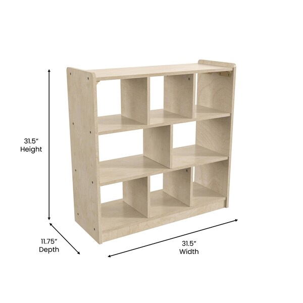 Flash Furniture Bright Beginnings Commercial Grade 8 Section Modular Wooden Classroom Open Storage Unit, Safe, Kid Friendly Design, Natural - MK-ME10513-GG