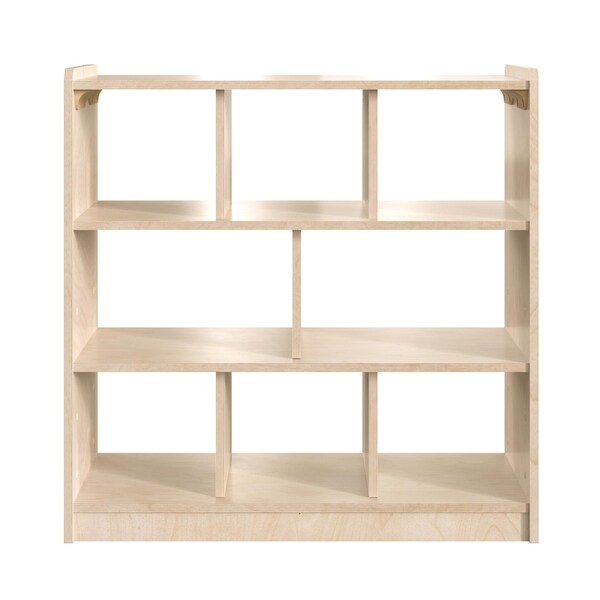 Flash Furniture Bright Beginnings Commercial Grade 8 Section Modular Wooden Classroom Open Storage Unit, Safe, Kid Friendly Design, Natural - MK-ME10513-GG