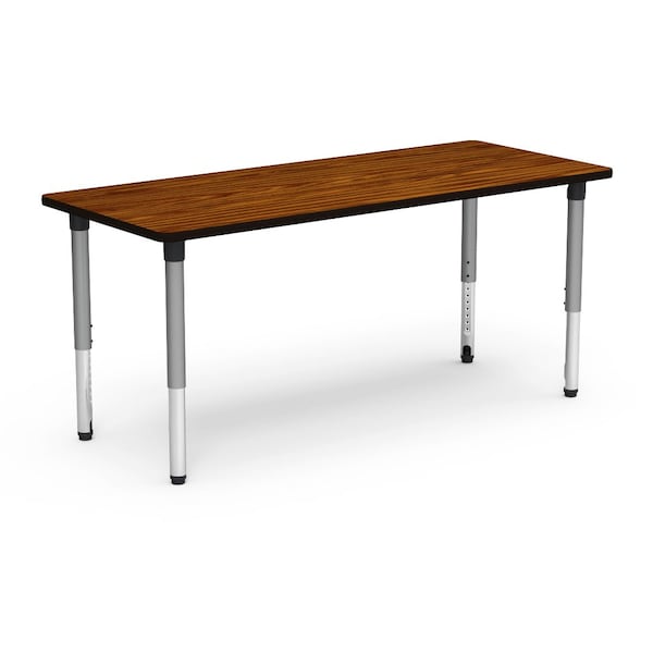 Virco 72 in. W, 30 in. L, 24-32 in. H, Medium Oak Top / Black Edge - 503072ADJ