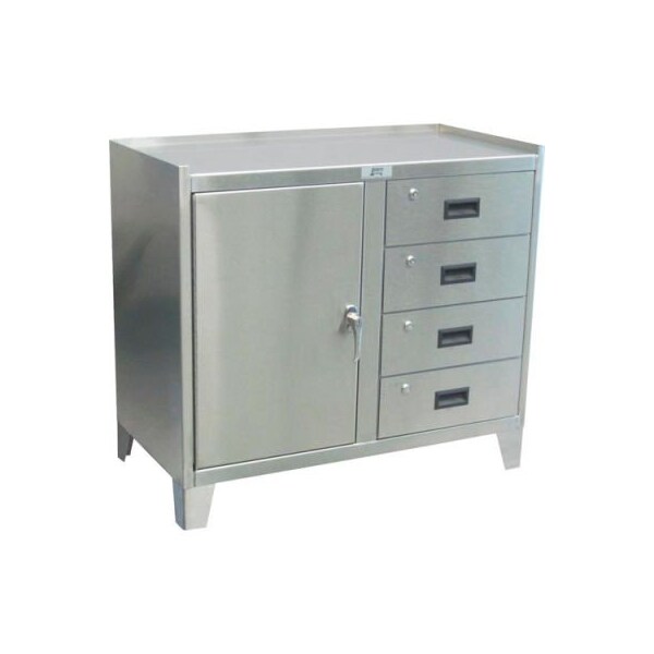 Jamco Stainless Steel Cabinet - 1 Door, 4 Drawer - 36"W x 24"D x 35"H - ZV236QQ
