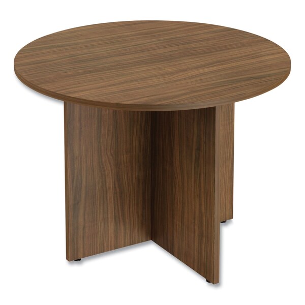 Alera Round Tables, 29.5" H, Woodgrain Laminate Top, Modern Walnut - ALEVA7142WA
