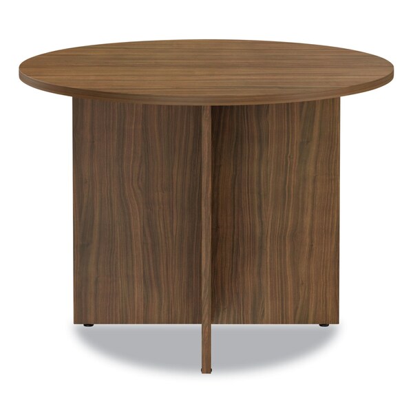 Alera Round Tables, 29.5" H, Woodgrain Laminate Top, Modern Walnut - ALEVA7142WA