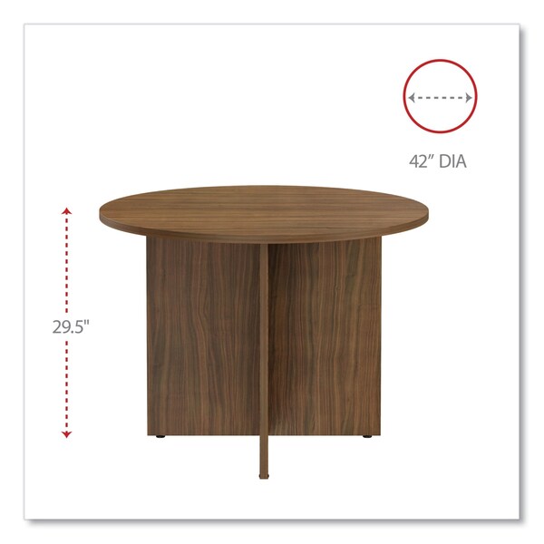 Alera Round Tables, 29.5" H, Woodgrain Laminate Top, Modern Walnut - ALEVA7142WA