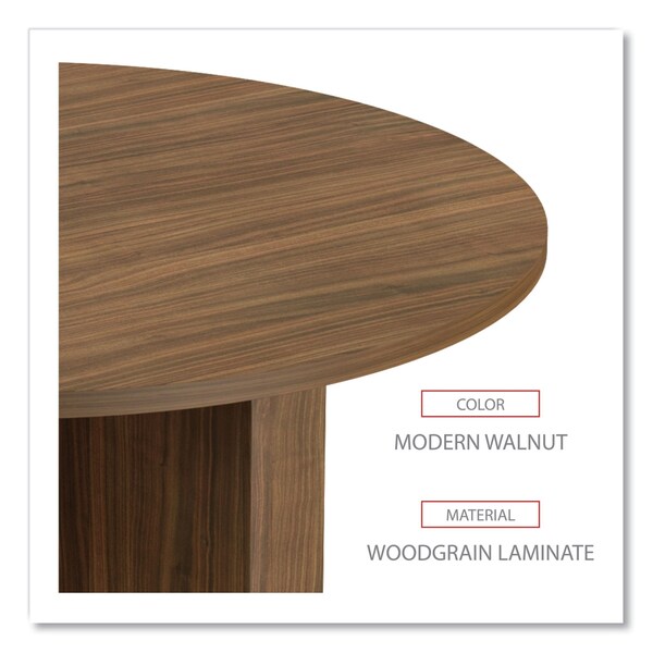 Alera Round Tables, 29.5" H, Woodgrain Laminate Top, Modern Walnut - ALEVA7142WA