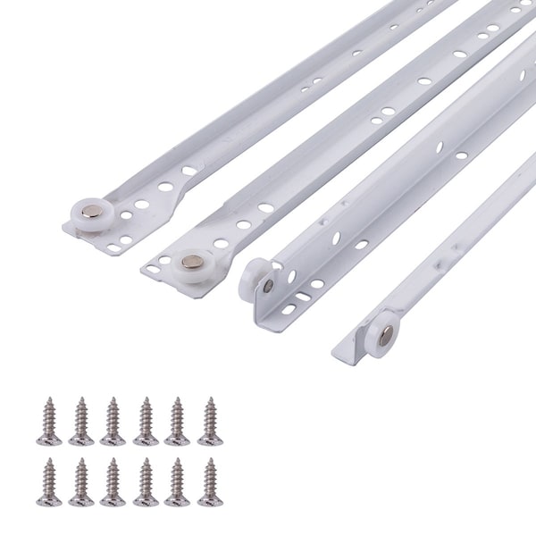 South Main Hardware 12 in. White Coated Steel Euro Bottom Mount Drawer Slides - SLIDE-R-12