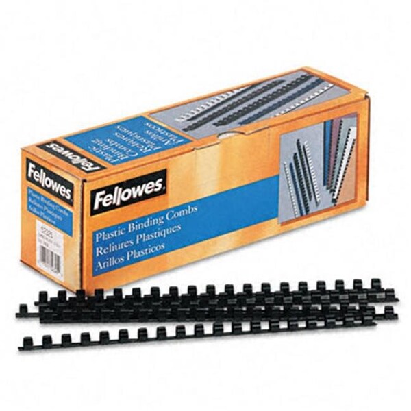 Fellowes Fellowes 52325 Plastic Comb Bindings  3/8   55-Sheet Capacity  Black  100 per Pack - 52325