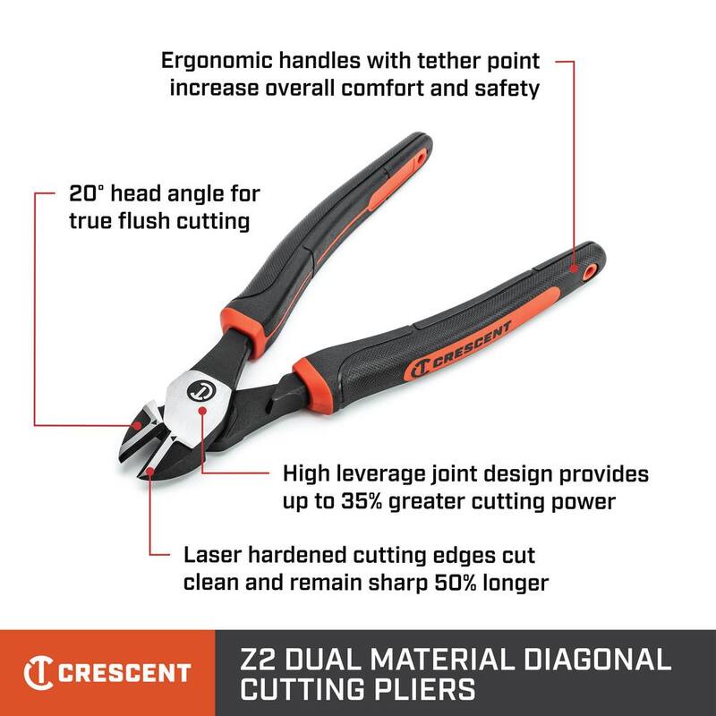 Pinzas de corte diagonal de alto apalancamiento de material dual Z2 de 8 pulgadas Crescent - Z5428CG