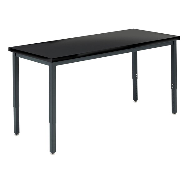 Diversified Spaces Rectangle Adjustable Table, 60" W, 62" L, 23" to 37.5" H, Phenolic Resin Top, Black - X8604