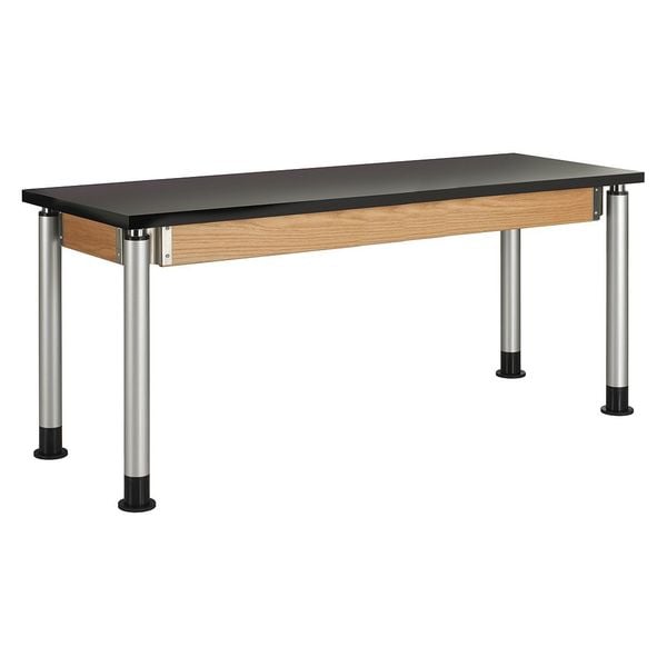 Diversified Spaces Rectangle Adjustable Table, 72" W, 26" L, 42" H, Phenolic Resin Top, black - P8304K