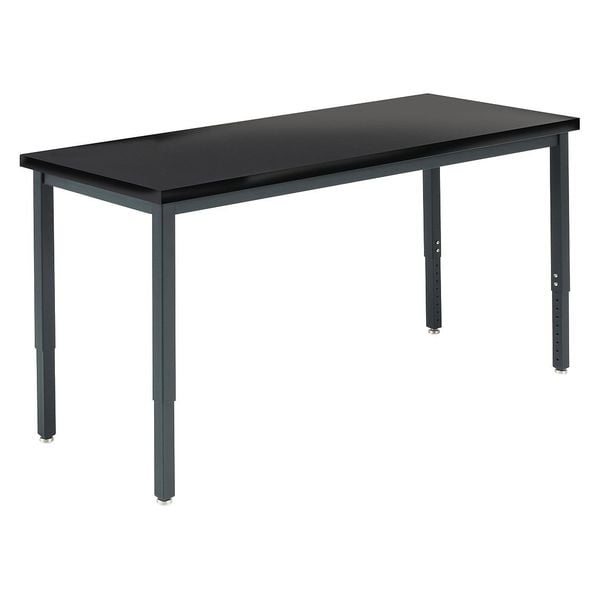 Diversified Spaces Rectangle Adjustable Table, 72" W, 74" L, 23.5" to 37.5" H, ChemGuard Laminate Top, Black - X8152