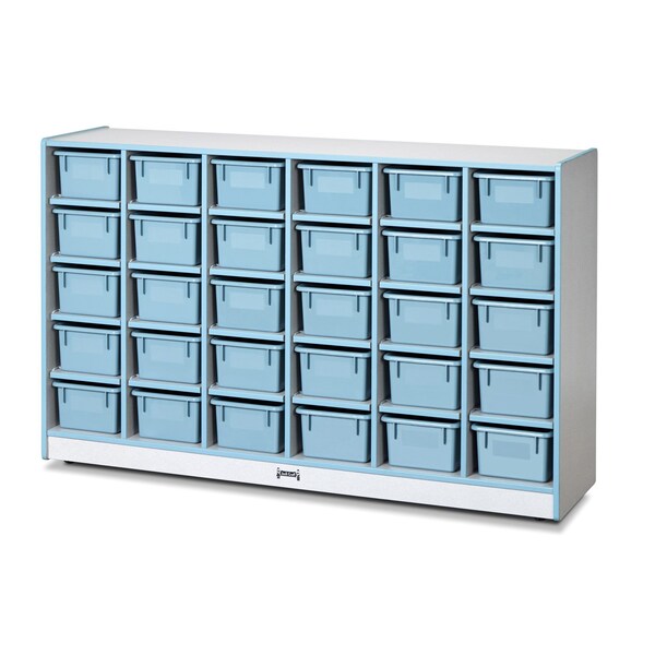 Jonti-Craft Rainbow Accents 30 Cubbie-Tray Mobile Storage, with Trays, Coastal Blue - 0431JCWW131