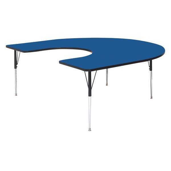 Correll Horseshoe Adjustable Height Activity Kids School Table, 60" W, 66" L, 19" to 29" H, Blue - A6066-HOR-37