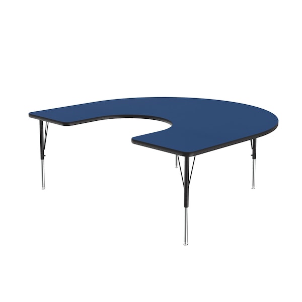 Correll Horseshoe Adjustable Height Activity Kids School Table, 60" W, 66" L, 19" to 29" H, Blue - A6066-HOR-37