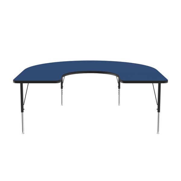 Correll Horseshoe Adjustable Height Activity Kids School Table, 60" W, 66" L, 19" to 29" H, Blue - A6066-HOR-37