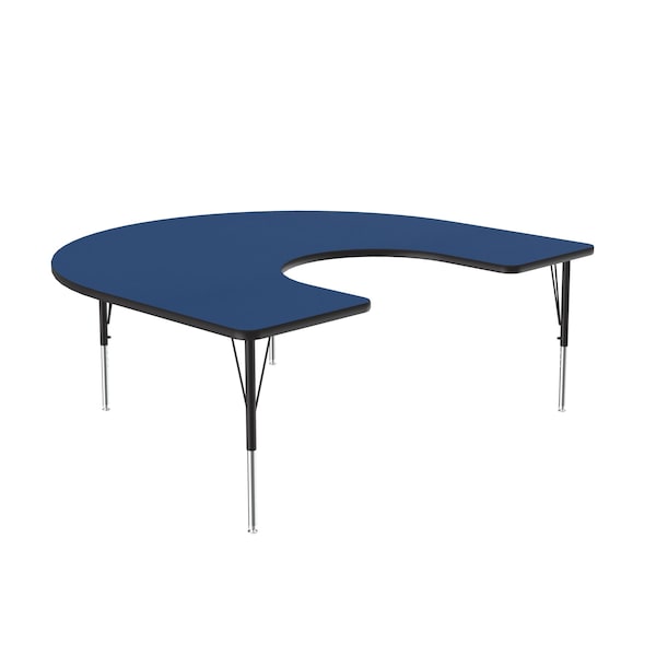 Correll Horseshoe Adjustable Height Activity Kids School Table, 60" W, 66" L, 19" to 29" H, Blue - A6066-HOR-37