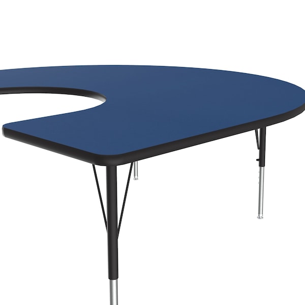 Correll Horseshoe Adjustable Height Activity Kids School Table, 60" W, 66" L, 19" to 29" H, Blue - A6066-HOR-37