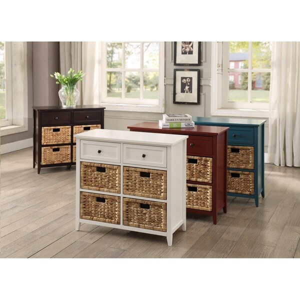 Oceantailer Home Roots Kitchen  28 x 30 x 13 in. Wood Veneer & MDF 6 Drawers Accent Chest - White - 286667