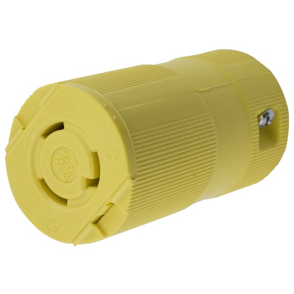 Dispositivos de bloqueo Hubbell Wiring Device-Kellems, Twist-Lock®, Valija, Cuerpo de Conector Hembra, 20A 250V, 2 Polos 3 Cables a Tierra, L6-20R, Terminal Roscado, Amarillo - HBL2323VY