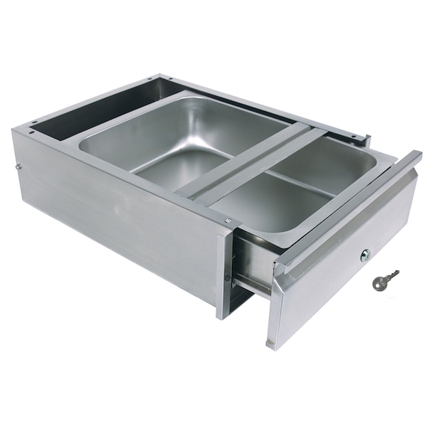 Bk Resources Stainless Steel Drawer Assembly W/Lock, Stainless Pan 200lb 15"x20"x5" - BKDWR-1820-ASSY-L-SS