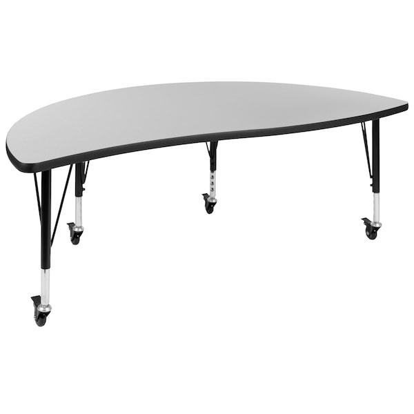 Flash Furniture Round 60 W, 60 L, 25 H, Chrome, Laminate, Particleboard, Plastic, Steel, Grey - XU-GRP-12CH-A60-HCIRC-GY-T-P-CAS-GG
