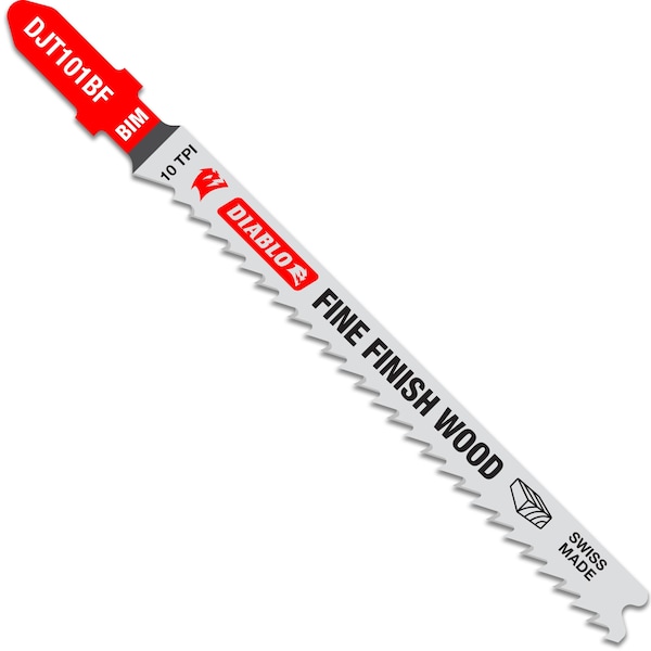 Diablo 4" 10 TPI Bi-Metal T-Shank Jig Saw Blades for Fine Finish Cuts 5Pk - DJT101BF5