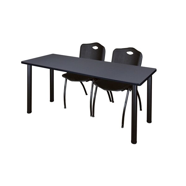 Kee Rectangle Tables > Training Tables > Kee Table & Chair Sets, 66 W, 24 L, 29 H, Grey - MT6624GYBPBK47BK