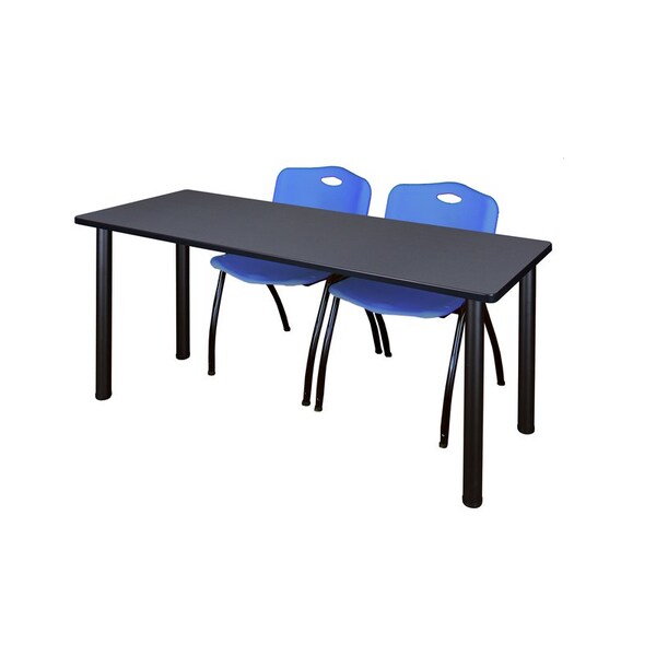 Kee Rectangle Tables > Training Tables > Kee Table & Chair Sets, 66 W, 24 L, 29 H, Grey - MT6624GYBPBK47BE