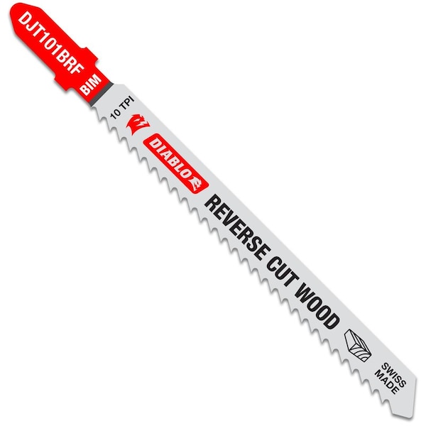 Diablo 4 in. Bi-Metal T-Shank Reverse Cut Jig Saw Blade 10 TPI 5 pk - DJT101BRF5